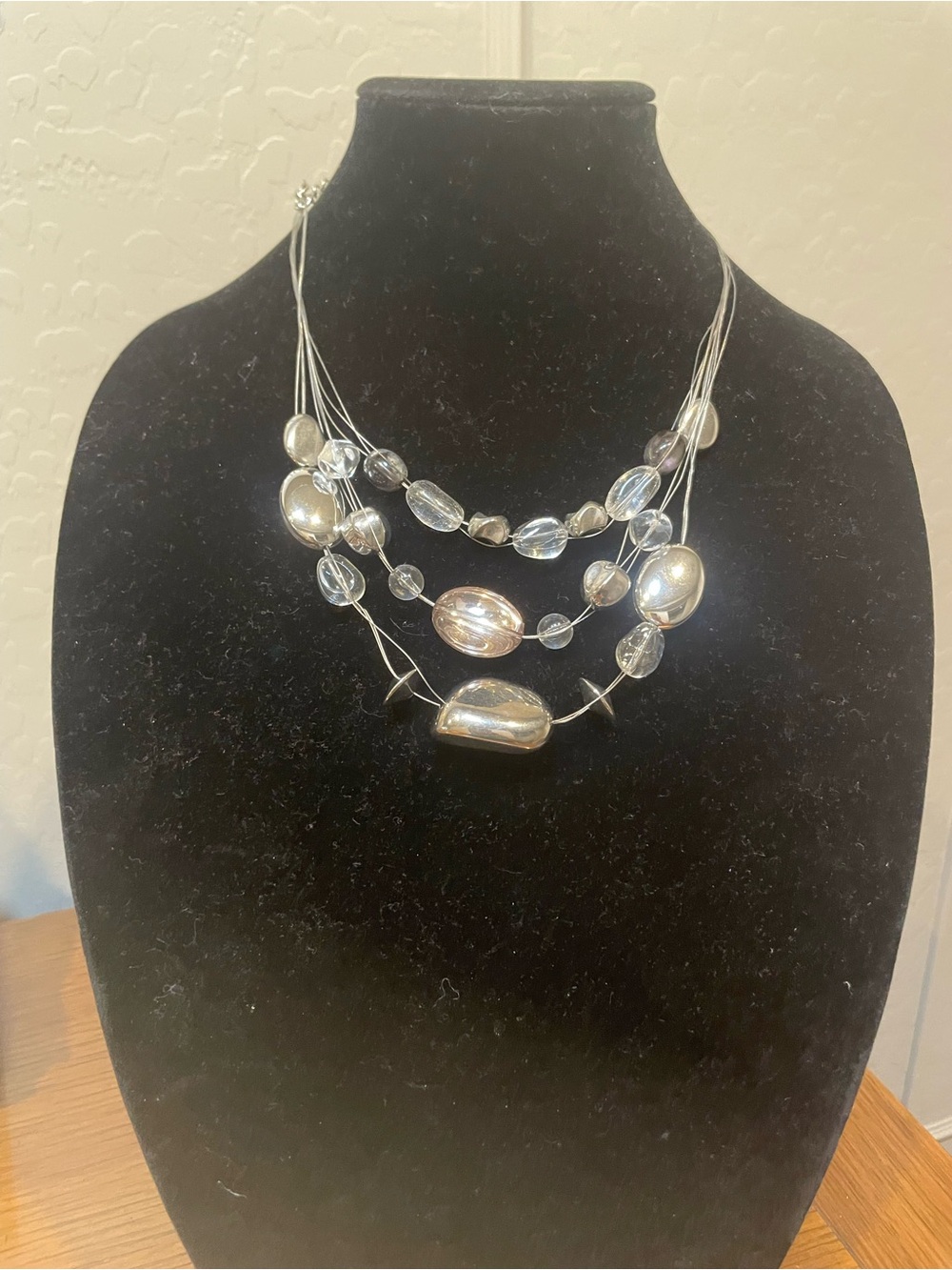 Chico's Multi-Strand Silver-Tone Bead Necklace - Picture 2 of 8
